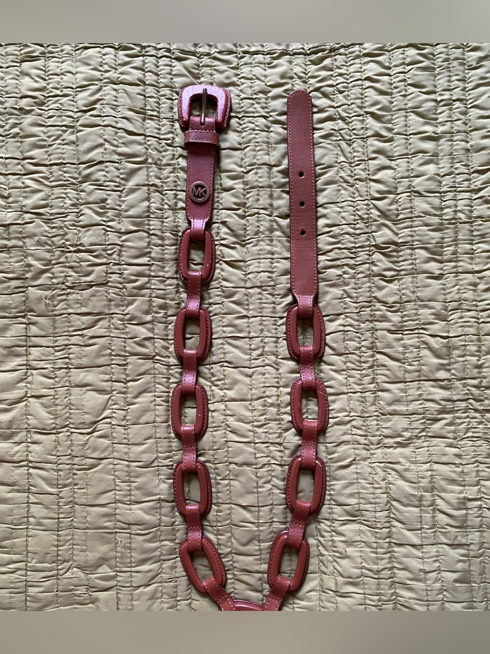 MICHAEL Michael Kors Cognac Link Leather Chain Belt